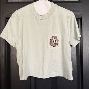 Volcom Light Green Short Sleeve Tee with Pink Floral Logo